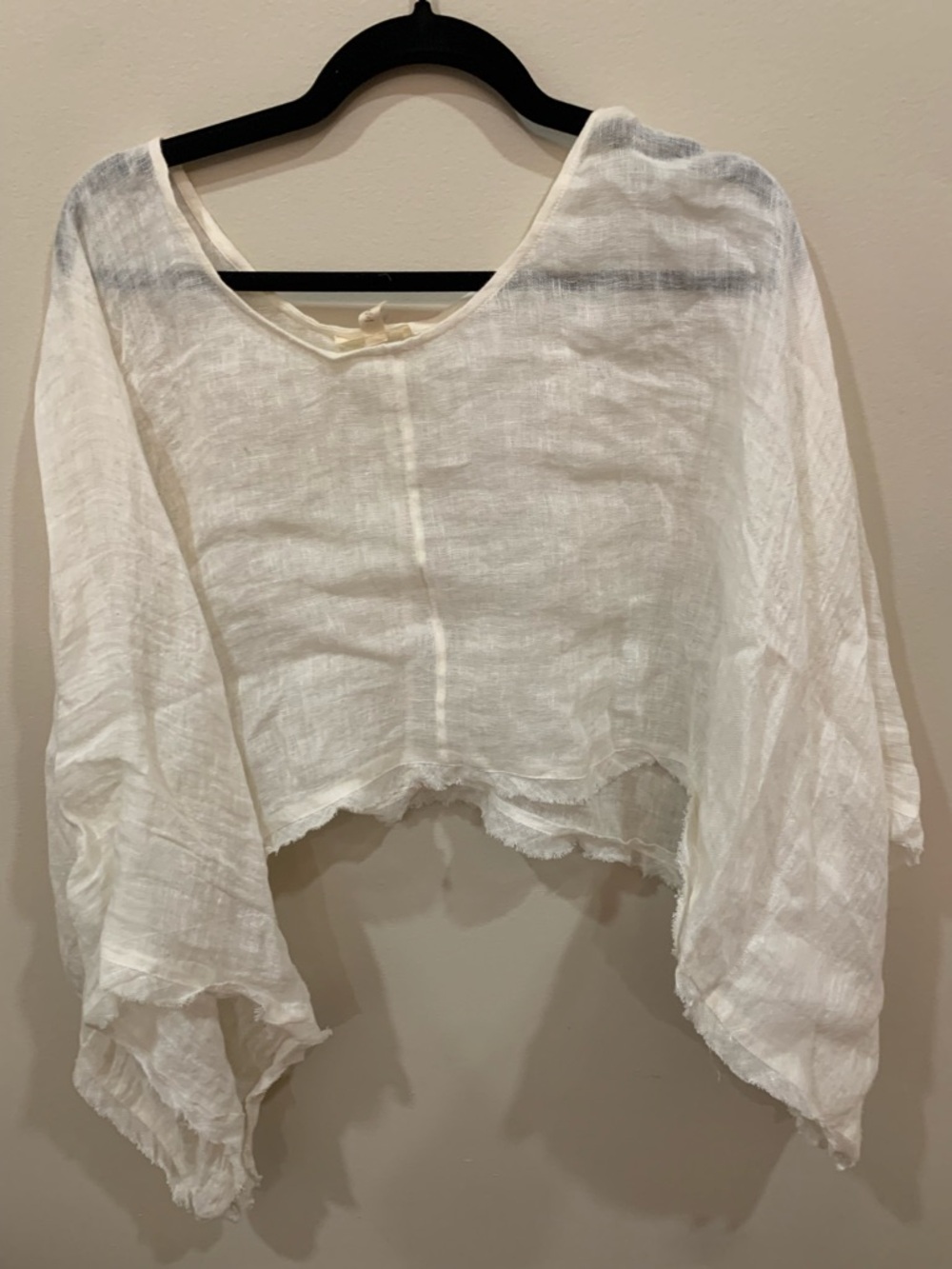 Eileen Fisher White Lightweight Linen Poncho